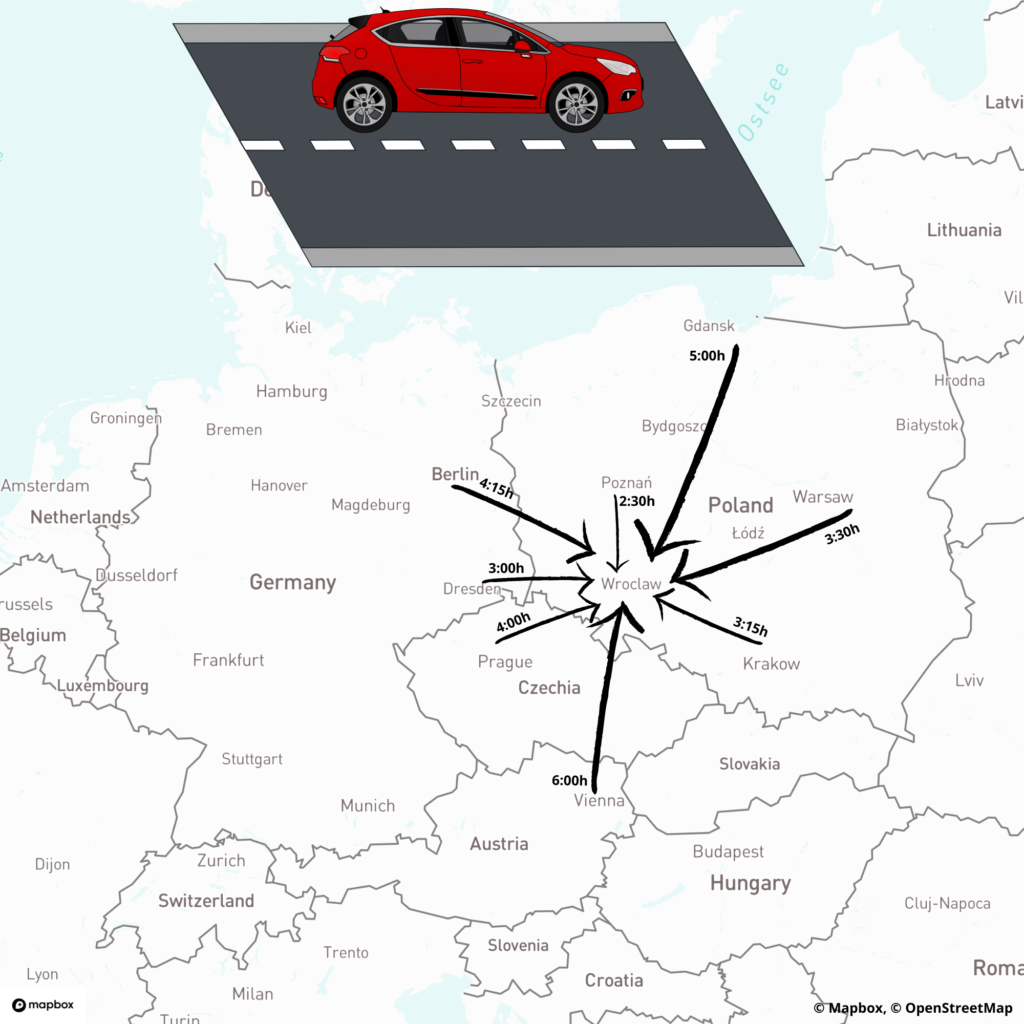 Get to Wroclaw by car