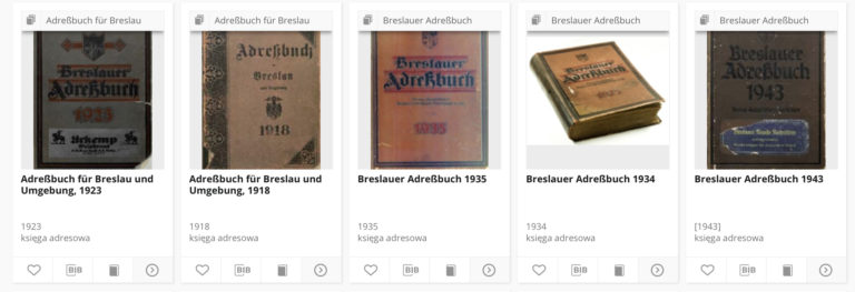 Alte Adressbücher aus Breslau